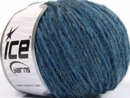 Lot of 8 Skeins ICE WOOL CORD BULKY (50% Wool) Hand Knitting Yarn Jeans Blue