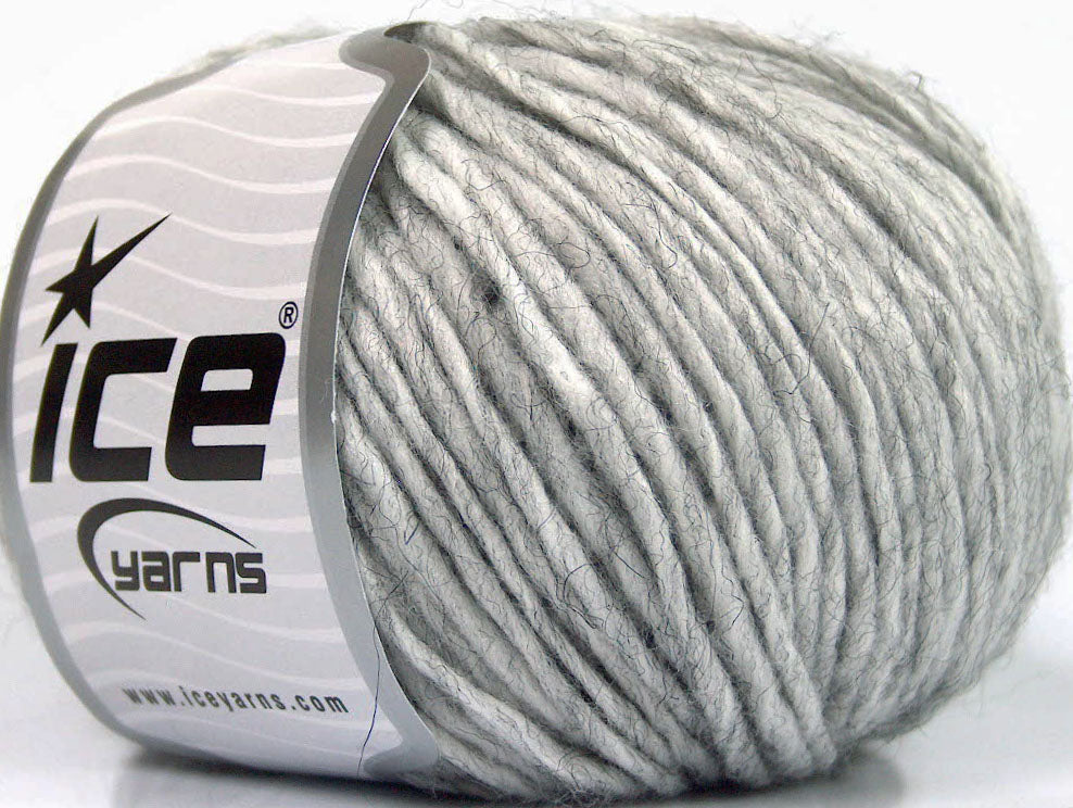 Lot of 8 Skeins ICE WOOL CORD ARAN (50% Wool) Hand Knitting Yarn Grey Melange