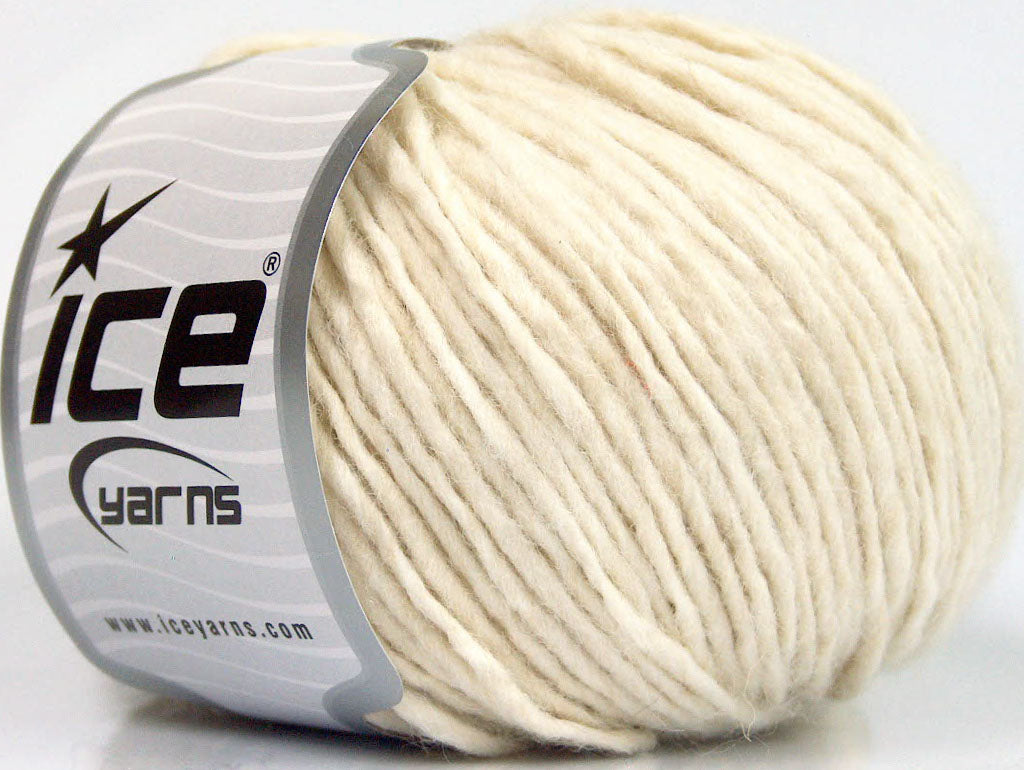 Lot of 8 Skeins ICE WOOL CORD ARAN (50% Wool) Hand Knitting Yarn Ecru