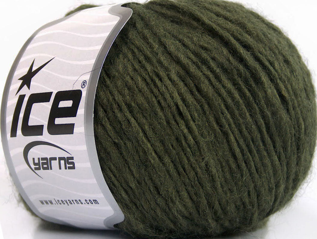 Lot of 8 Skeins Ice Yarns WOOL CORD ARAN (50% Wool) Yarn Dark Green