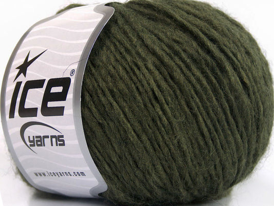 Lot of 8 Skeins Ice Yarns WOOL CORD ARAN (50% Wool) Yarn Dark Green