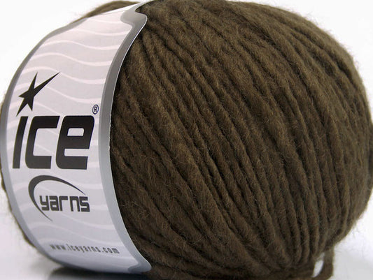 Lot of 8 Skeins Ice Yarns WOOL CORD ARAN (50% Wool) Yarn Dark Brown