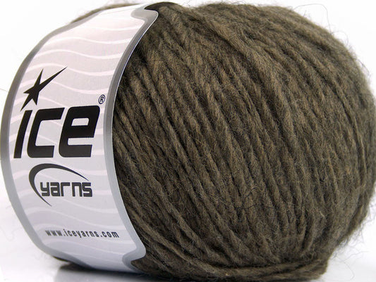 Lot of 8 Skeins Ice Yarns WOOL CORD ARAN (50% Wool) Yarn Dark Camel