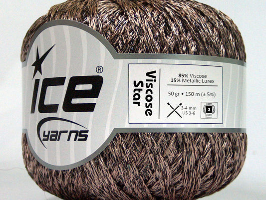 Lot of 6 Skeins Ice Yarns VISCOSE STAR (85% Viscose) Yarn Camel Brown