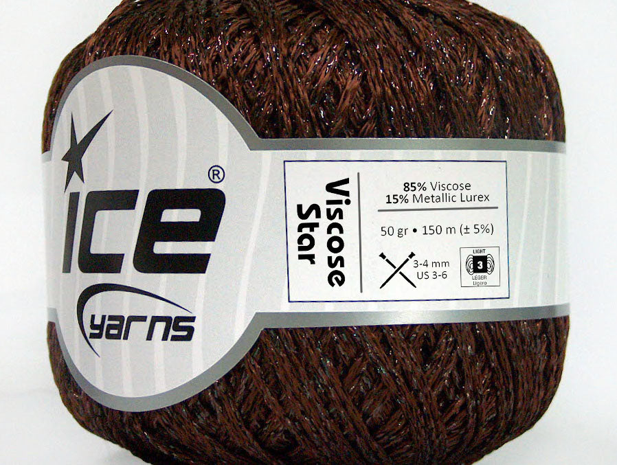 Lot of 6 Skeins Ice Yarns VISCOSE STAR (85% Viscose) Yarn Dark Brown