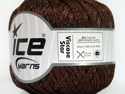 Lot of 6 Skeins Ice Yarns VISCOSE STAR (85% Viscose) Yarn Dark Brown