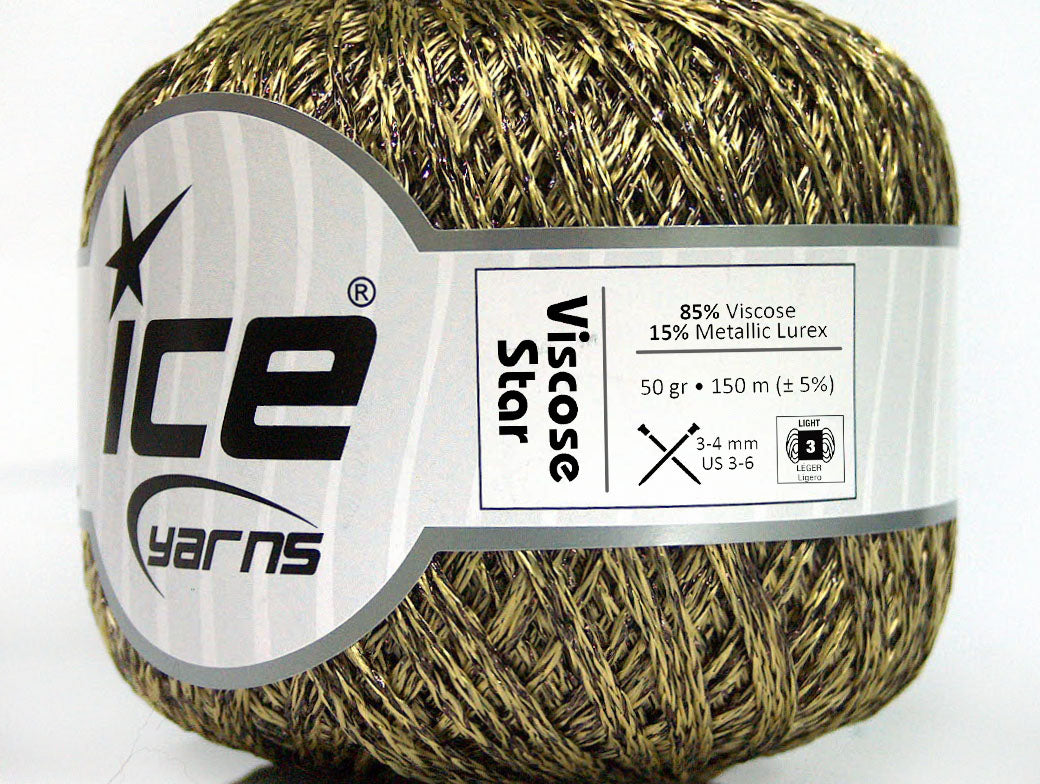 Lot of 6 Skeins Ice Yarns VISCOSE STAR (85% Viscose) Yarn Light Olive Green Brown