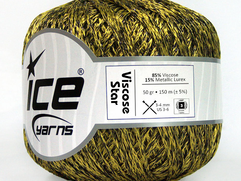 Lot of 6 Skeins Ice Yarns VISCOSE STAR (85% Viscose) Yarn Olive Green Black