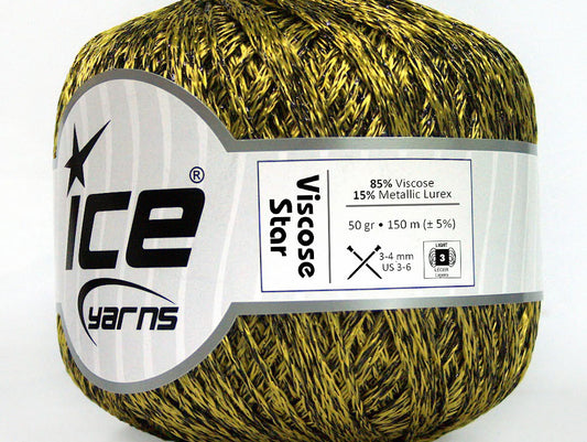Lot of 6 Skeins Ice Yarns VISCOSE STAR (85% Viscose) Yarn Olive Green Black