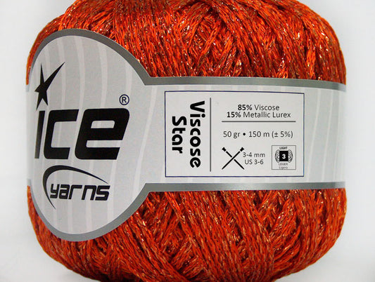 Lot of 6 Skeins Ice Yarns VISCOSE STAR (85% Viscose) Yarn Orange Copper