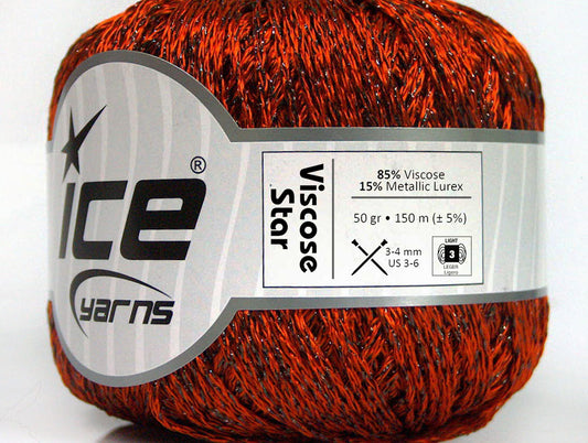 Lot of 6 Skeins Ice Yarns VISCOSE STAR (85% Viscose) Yarn Orange Black