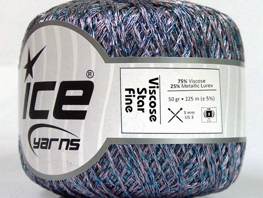 Lot of 6 Skeins ICE VISCOSE STAR FINE (75% Viscose) Yarn Lilac Blue
