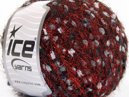 Lot of 8 Skeins ICE SALE POMPOM Hand Knitting Yarn Red Grey Shades White