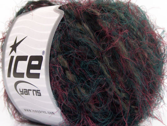 Lot of 8 Skeins ICE SALE EYELASH BLEND (15% Alpaca 25% Wool) Yarn Black Teal Burgundy