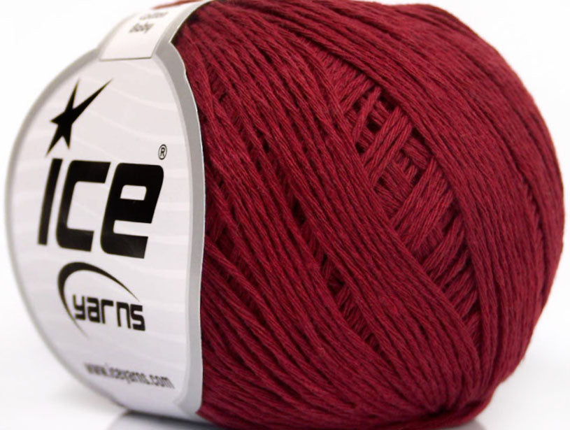 Lot of 8 Skeins ICE NATURAL COTTON BABY (100% Cotton) Yarn Burgundy
