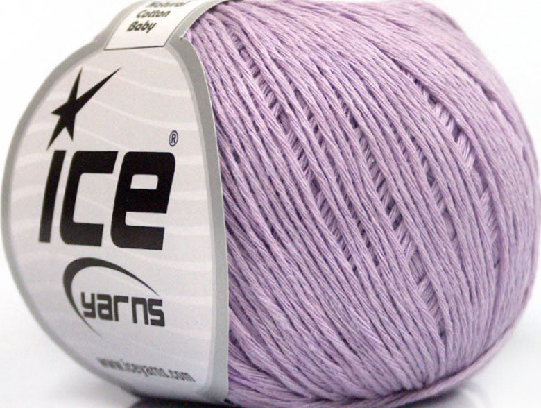 Lot of 8 Skeins Ice Yarns NATURAL COTTON BABY (100% Cotton) Yarn Light Lilac