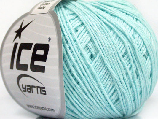 Lot of 8 Skeins Ice Yarns NATURAL COTTON BABY (100% Cotton) Yarn Light MintGreen