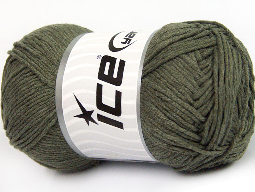 Lot of 4 x 100gr Skeins ICE NATURAL COTTON (100% Cotton) Yarn Dark Khaki