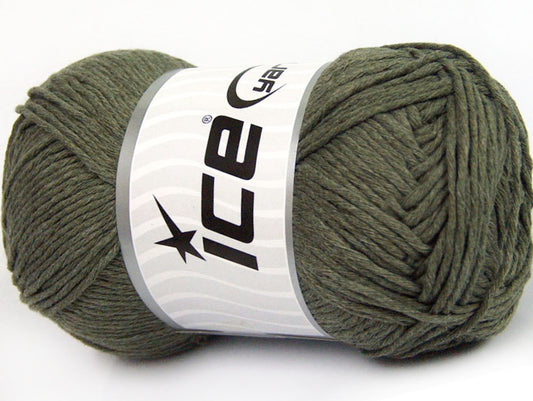 Lot of 4 x 100gr Skeins ICE NATURAL COTTON (100% Cotton) Yarn Dark Khaki