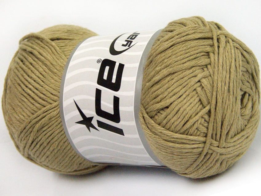 Lot of 4 x 100gr Skeins ICE NATURAL COTTON (100% Cotton) Yarn Light Khaki