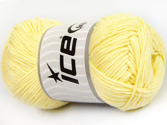 Lot of 4 x 100gr Skeins ICE NATURAL COTTON (100% Cotton) Yarn Light Yellow