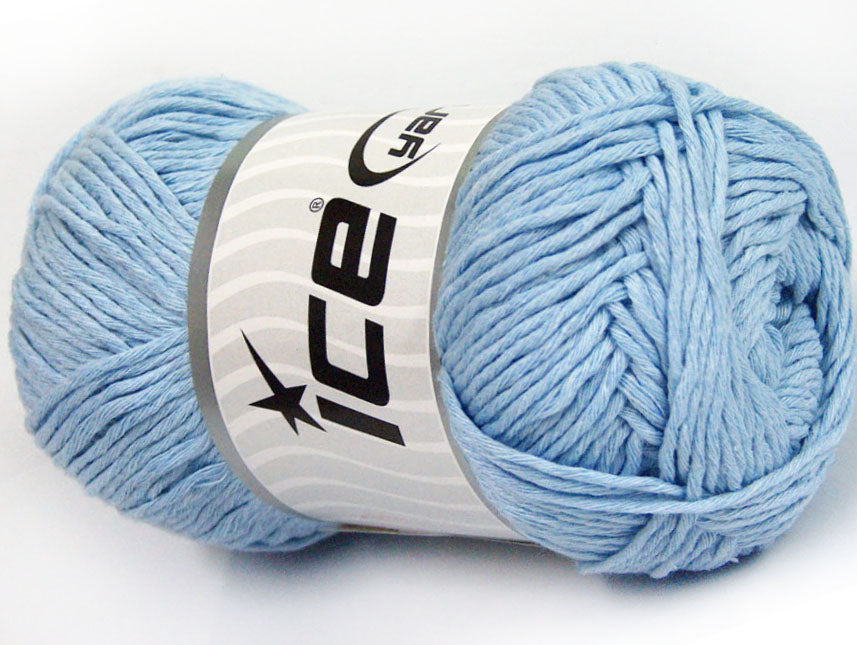 Lot of 4 x 100gr Skeins ICE NATURAL COTTON (100% Cotton) Yarn Light Blue