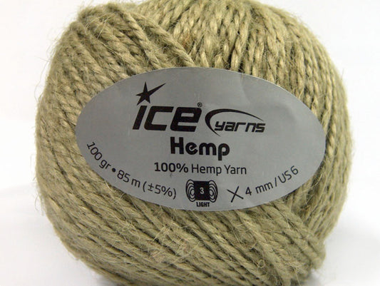 Lot of 4 x 100gr Skeins ICE HEMP Hand Knitting Yarn Light Khaki