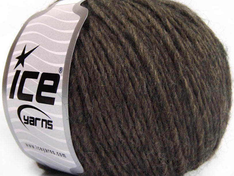 Lot of 8 Skeins ICE PERU ALPACA WORSTED (25% Alpaca 50% Merino Wool) Yarn Dark Brown Melange