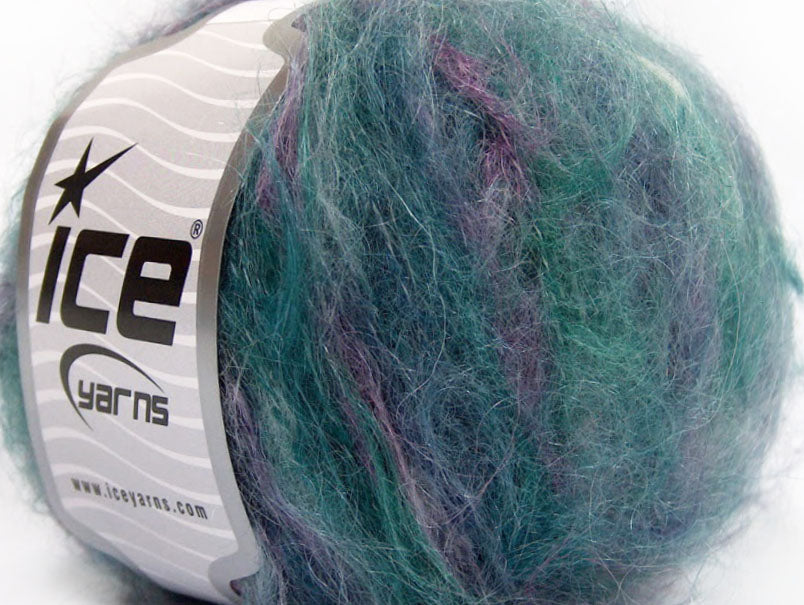 Lot of 8 Skeins ICE SALE WINTER (30% Mohair 50% Wool) Yarn Green Shades Purple