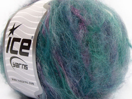 Lot of 8 Skeins ICE SALE WINTER (30% Mohair 50% Wool) Yarn Green Shades Purple