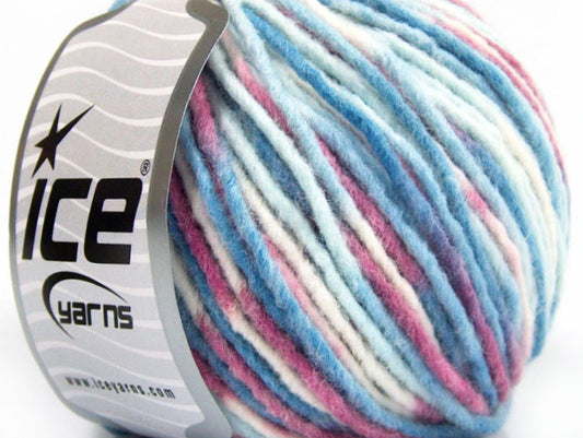 Lot of 8 Skeins ICE WOOL BULKY COLOR (40% Wool) Yarn Blue Shades Maroon White