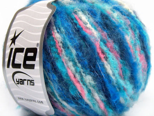 Lot of 8 Skeins ICE TORINO LANA (50% Wool) Hand Knitting Yarn Blue Shades Pink