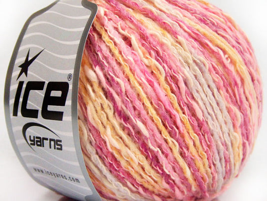 Lot of 8 Skeins ICE PASTEL COTTON (50% Cotton) Yarn Orchid Pink Gold Cream