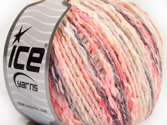 Lot of 8 Skeins ICE PASTEL COTTON (50% Cotton) Yarn Pink Shades Grey Cream