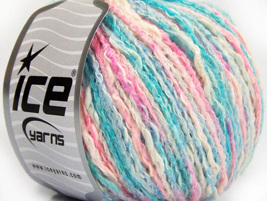 Lot of 8 Skeins ICE PASTEL COTTON (50% Cotton) Yarn Turquoise Pink White