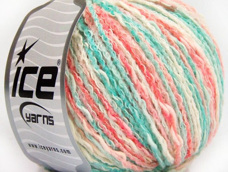 Lot of 8 Skeins Ice Yarns PASTEL COTTON (50% Cotton) Yarn Mint Green Salmon White