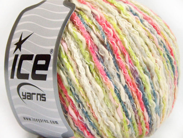 Lot of 8 Skeins Ice Yarns PASTEL COTTON (50% Cotton) Yarn Light Green Fuchsia Grey White
