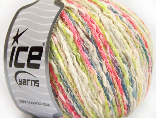 Lot of 8 Skeins Ice Yarns PASTEL COTTON (50% Cotton) Yarn Light Green Fuchsia Grey White