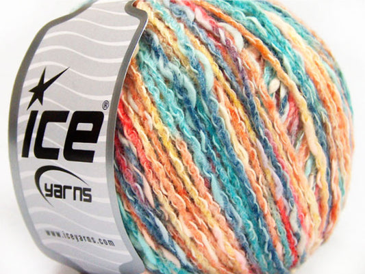 Lot of 8 Skeins ICE PASTEL COTTON (50% Cotton) Yarn Turquoise Blue Gold Orange