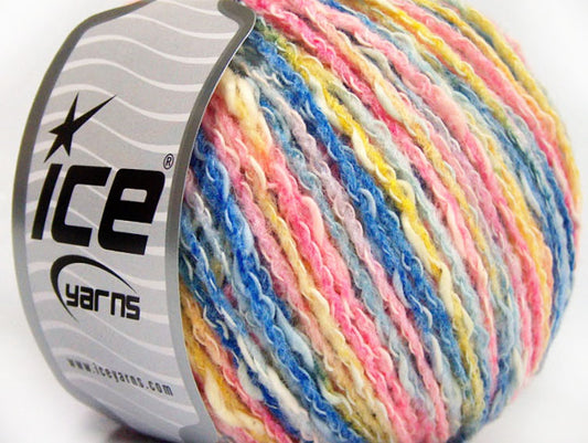 Lot of 8 Skeins Ice Yarns PASTEL COTTON (50% Cotton) Yarn Blue Shades Pink Shades Gold