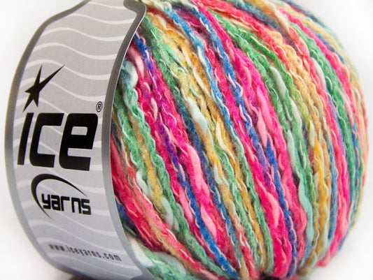 Lot of 8 Skeins ICE PASTEL COTTON (50% Cotton) Yarn Fuchsia Green Gold Blue