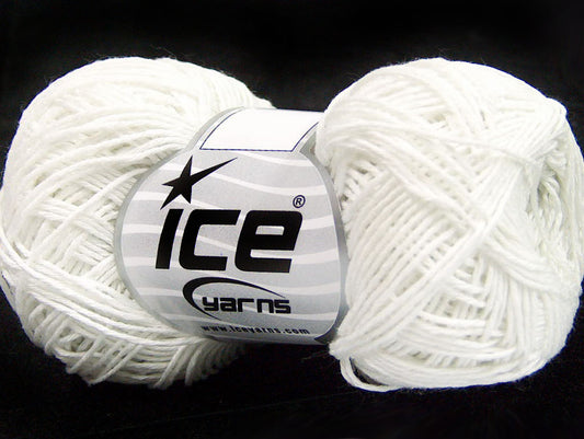 Lot of 8 Skeins Ice Yarns NATURAL COTTON FINE (100% Cotton) Yarn Off White