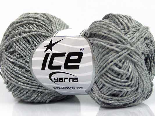 Lot of 8 Skeins ICE NATURAL COTTON FINE (100% Cotton) Yarn Grey Melange