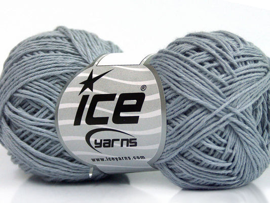 Lot of 8 Skeins ICE NATURAL COTTON FINE (100% Cotton) Yarn Light Grey