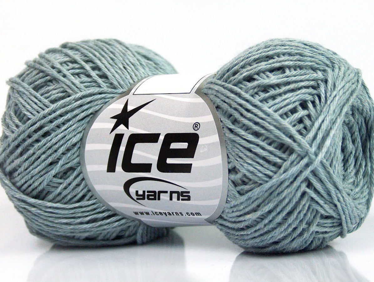 Lot of 8 Skeins ICE NATURAL COTTON FINE (100% Cotton) Yarn Bluish Grey