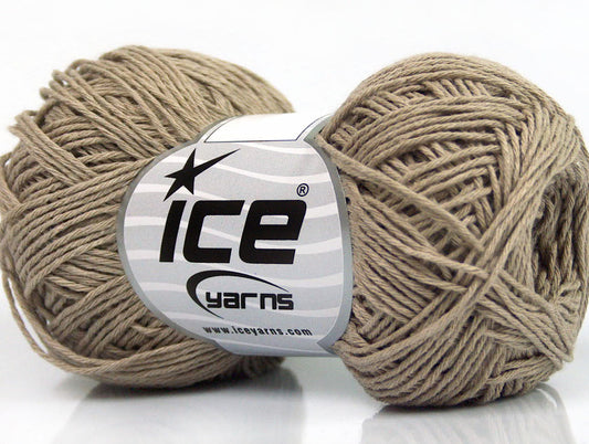 Lot of 8 Skeins ICE NATURAL COTTON FINE (100% Cotton) Yarn Light Camel
