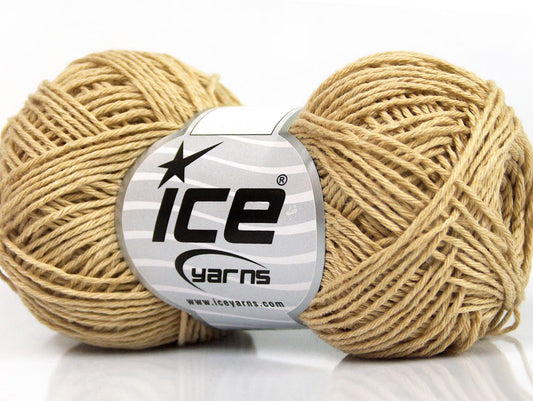 Lot of 8 Skeins ICE NATURAL COTTON FINE (100% Cotton) Yarn Dark Beige