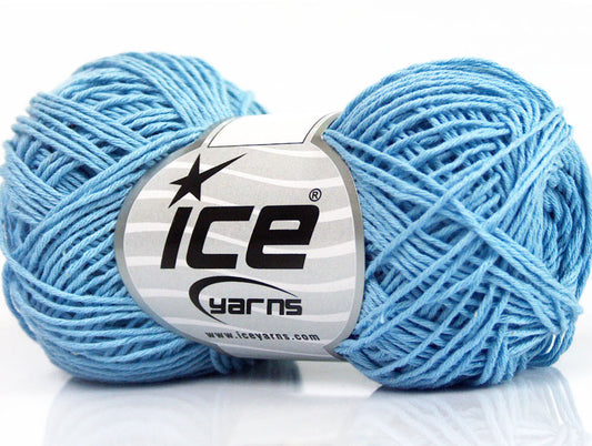 Lot of 8 Skeins ICE NATURAL COTTON FINE (100% Cotton) Yarn Light Blue