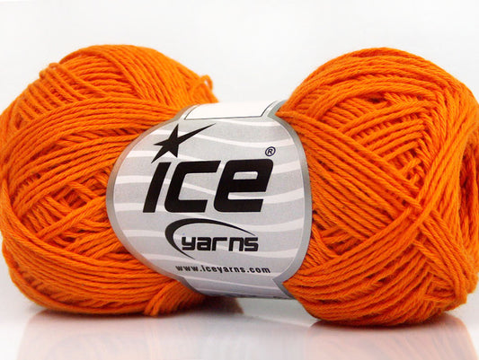 Lot of 8 Skeins Ice Yarns NATURAL COTTON FINE (100% Cotton) Yarn Dark Orange