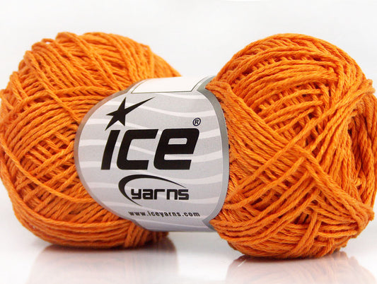 Lot of 8 Skeins Ice Yarns NATURAL COTTON FINE (100% Cotton) Yarn Orange